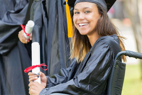 graduate using wheelchair