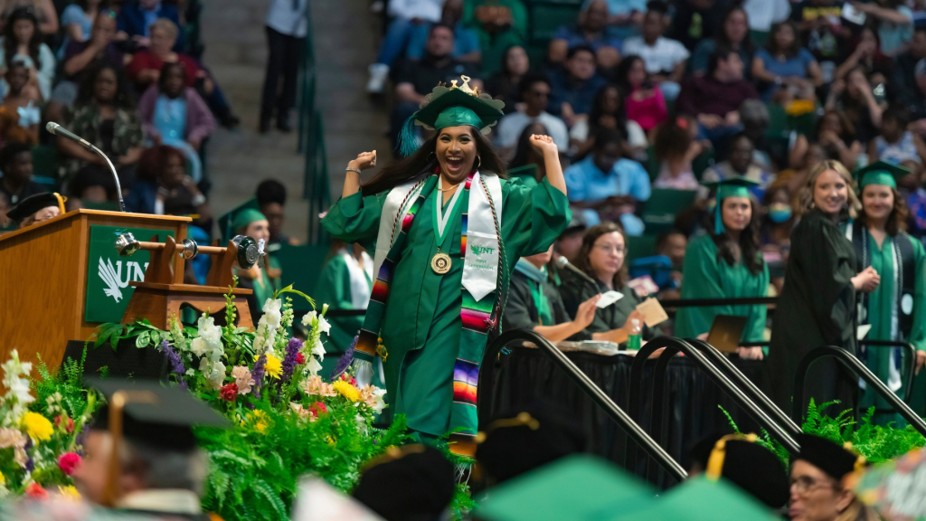 North Texas grad crossing the stage